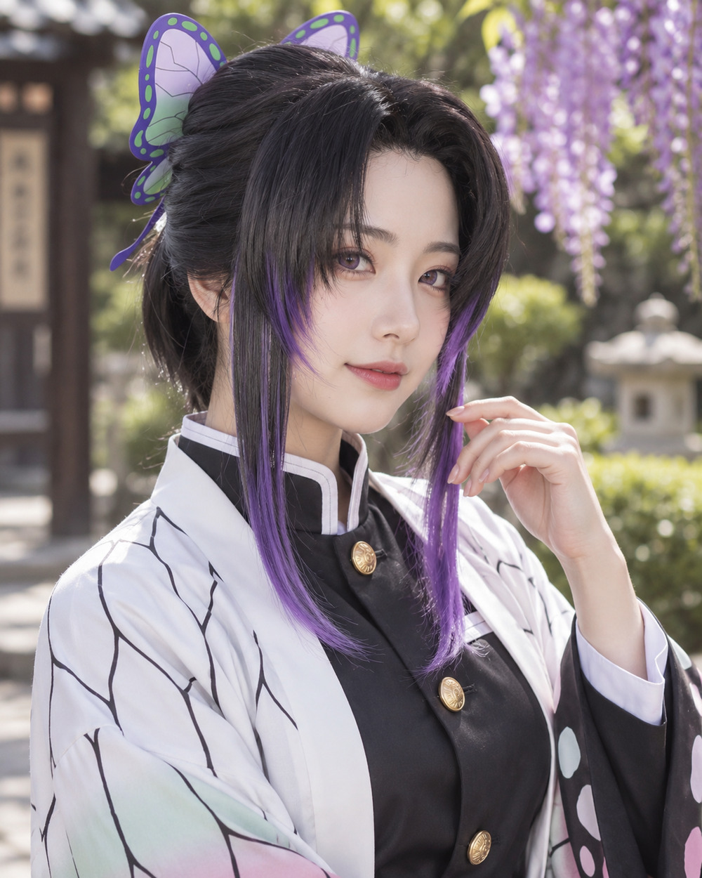Shinobu Kocho Cosplay Wig Demon Slayer Butterfly Insect Hashira Costume